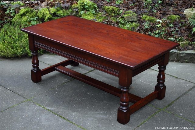 Image 20 of AN OLD CHARM TUDOR BROWN CARVED OAK COFFEE TABLE TV STAND