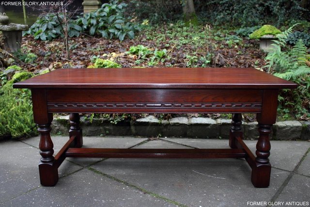Image 22 of AN OLD CHARM TUDOR BROWN CARVED OAK COFFEE TABLE TV STAND