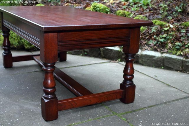Image 32 of AN OLD CHARM TUDOR BROWN CARVED OAK COFFEE TABLE TV STAND