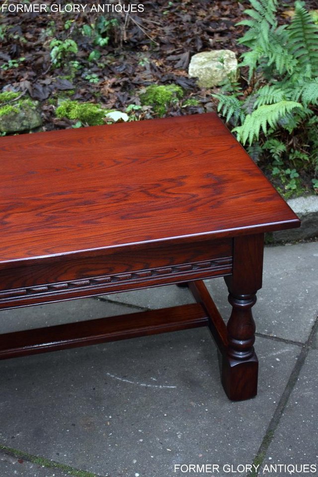 Image 40 of AN OLD CHARM TUDOR BROWN CARVED OAK COFFEE TABLE TV STAND