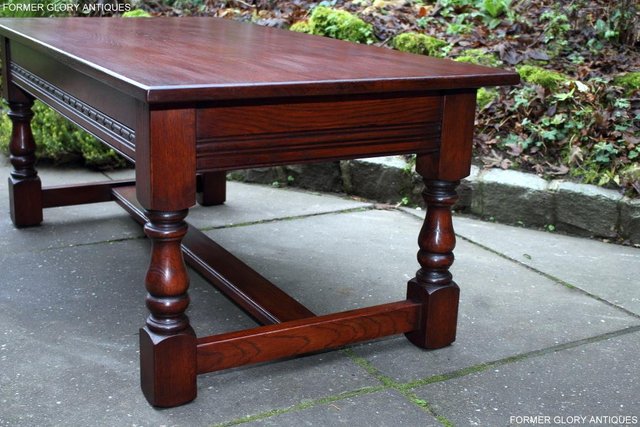 Image 48 of AN OLD CHARM TUDOR BROWN CARVED OAK COFFEE TABLE TV STAND