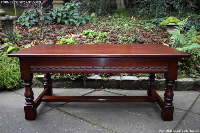 Image 51 of AN OLD CHARM TUDOR BROWN CARVED OAK COFFEE TABLE TV STAND