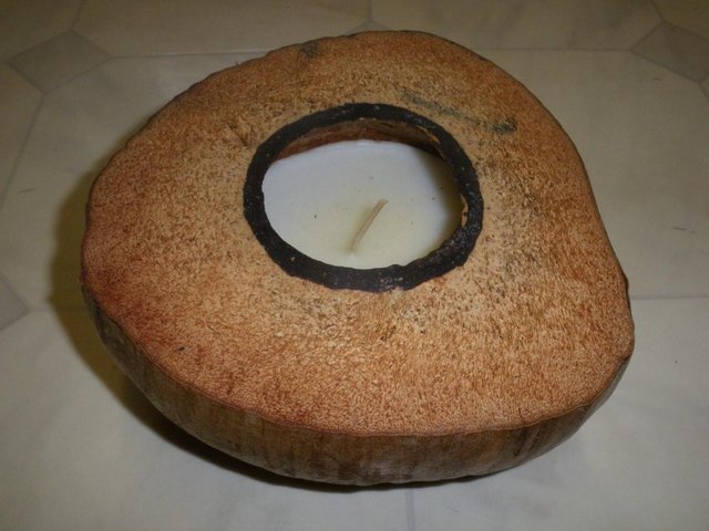 Preview of the first image of Unused Coconut Candle Set in Large Natural Seed Pod.