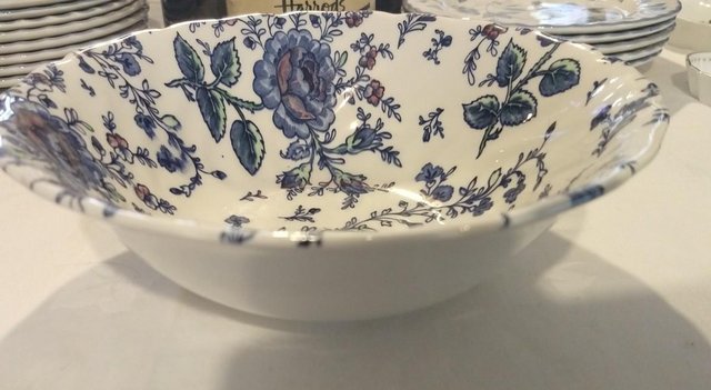 Preview of the first image of Johnson Brothers England Rose Chintz Blue Fine China Large B.