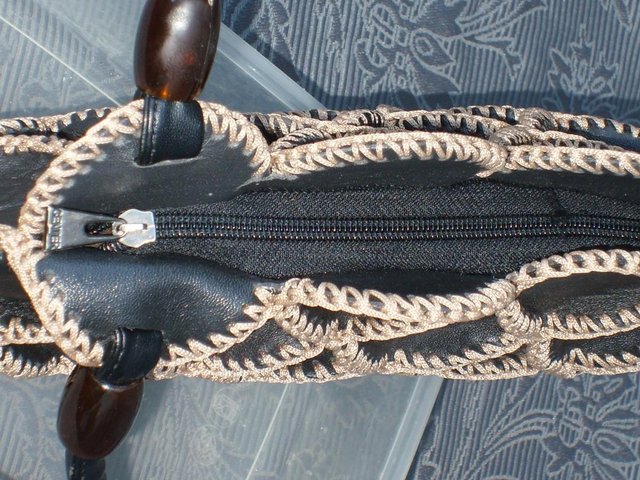 Image 4 of Black Leather Patchwork Shoulder Bag NEW!