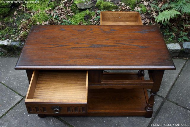 Image 4 of OLD CHARM LIGHT OAK TWO DRAWER COFFEE TABLE TV MAG STAND