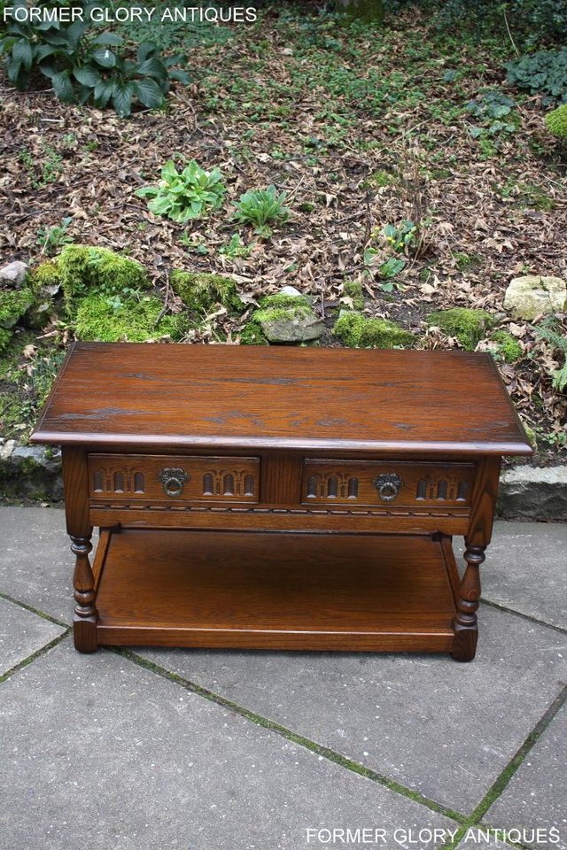 Image 5 of OLD CHARM LIGHT OAK TWO DRAWER COFFEE TABLE TV MAG STAND