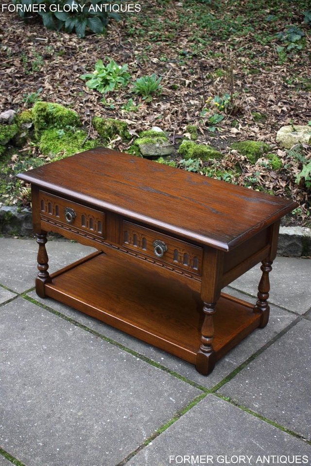 Image 13 of OLD CHARM LIGHT OAK TWO DRAWER COFFEE TABLE TV MAG STAND