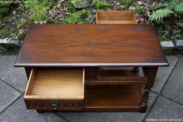 Image 14 of OLD CHARM LIGHT OAK TWO DRAWER COFFEE TABLE TV MAG STAND