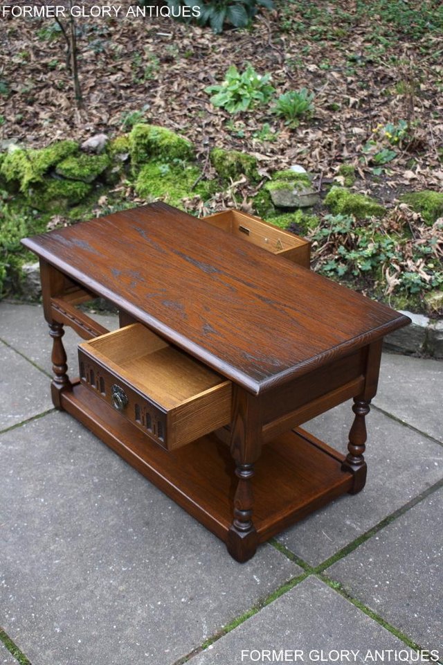 Image 21 of OLD CHARM LIGHT OAK TWO DRAWER COFFEE TABLE TV MAG STAND