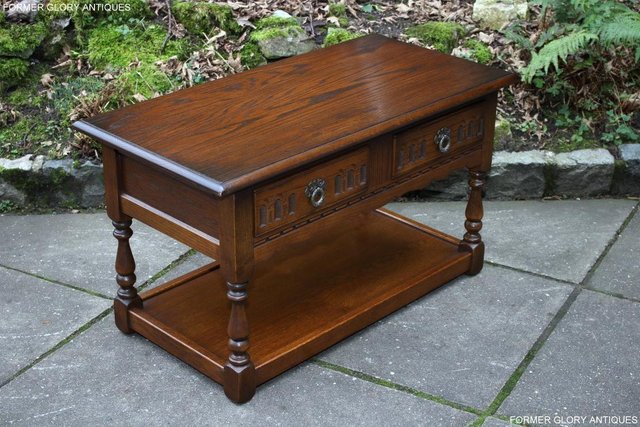 Image 24 of OLD CHARM LIGHT OAK TWO DRAWER COFFEE TABLE TV MAG STAND