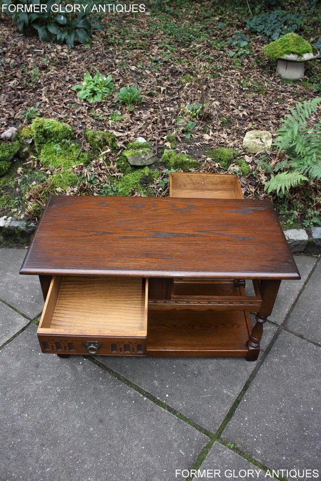 Image 30 of OLD CHARM LIGHT OAK TWO DRAWER COFFEE TABLE TV MAG STAND