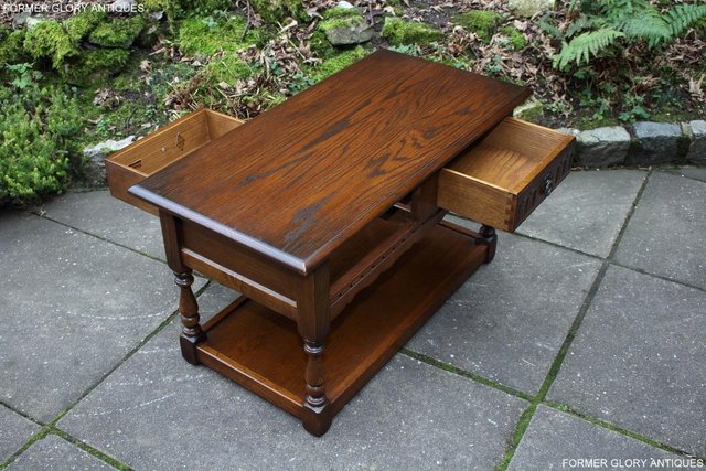 Image 34 of OLD CHARM LIGHT OAK TWO DRAWER COFFEE TABLE TV MAG STAND