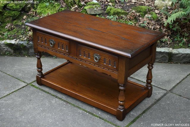 Image 36 of OLD CHARM LIGHT OAK TWO DRAWER COFFEE TABLE TV MAG STAND