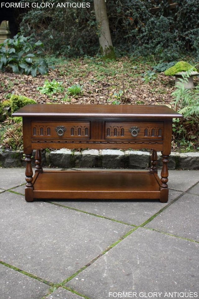Image 40 of OLD CHARM LIGHT OAK TWO DRAWER COFFEE TABLE TV MAG STAND