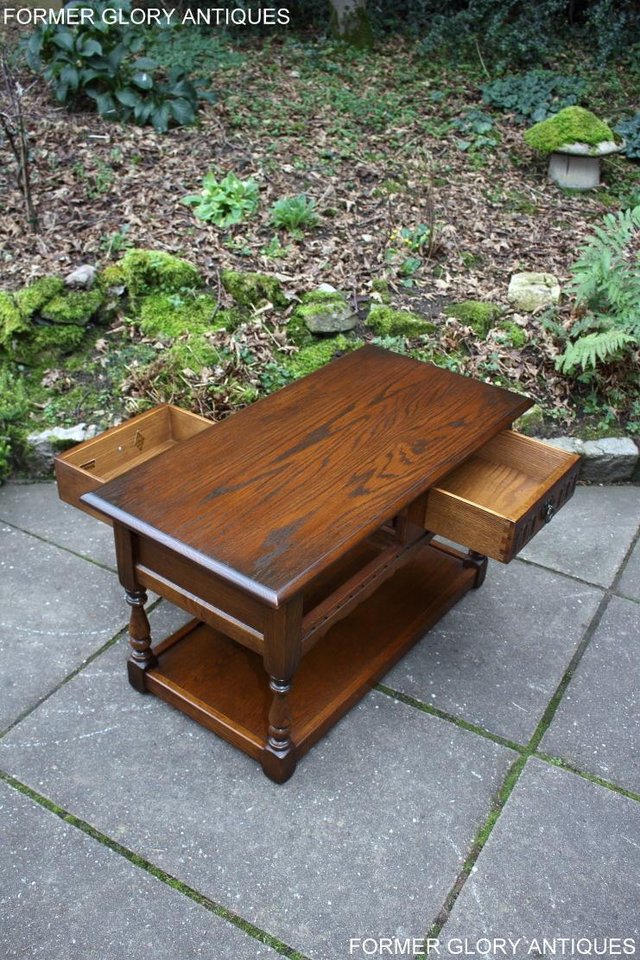 Image 42 of OLD CHARM LIGHT OAK TWO DRAWER COFFEE TABLE TV MAG STAND
