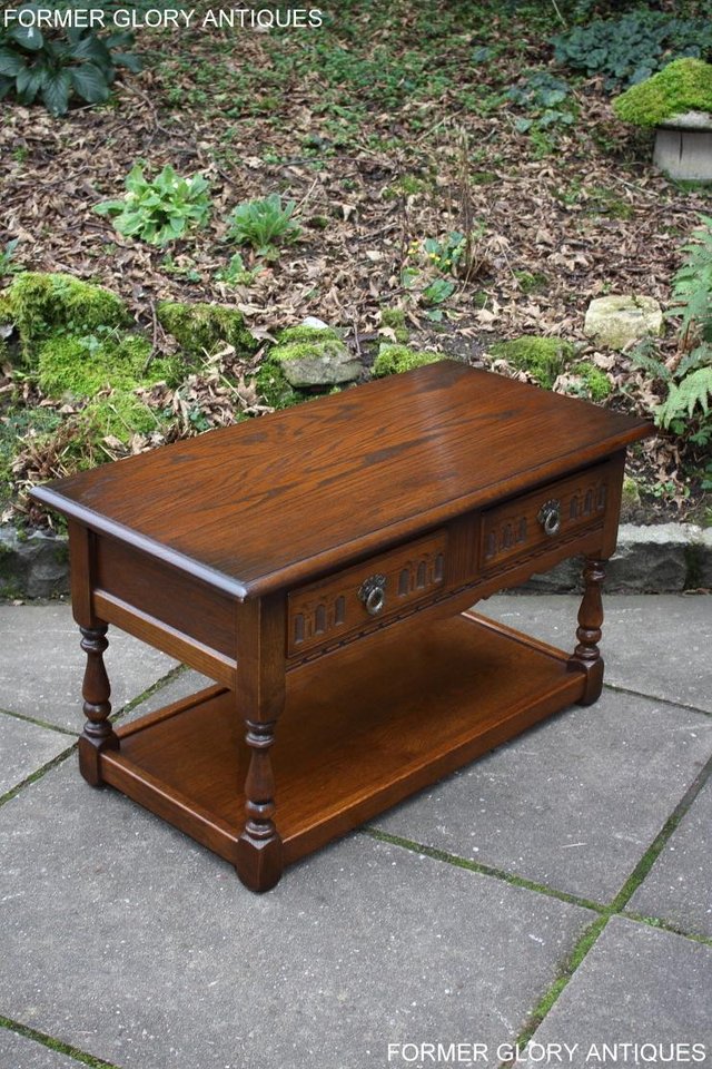 Image 49 of OLD CHARM LIGHT OAK TWO DRAWER COFFEE TABLE TV MAG STAND