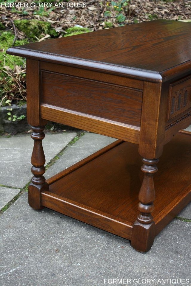 Image 65 of OLD CHARM LIGHT OAK TWO DRAWER COFFEE TABLE TV MAG STAND