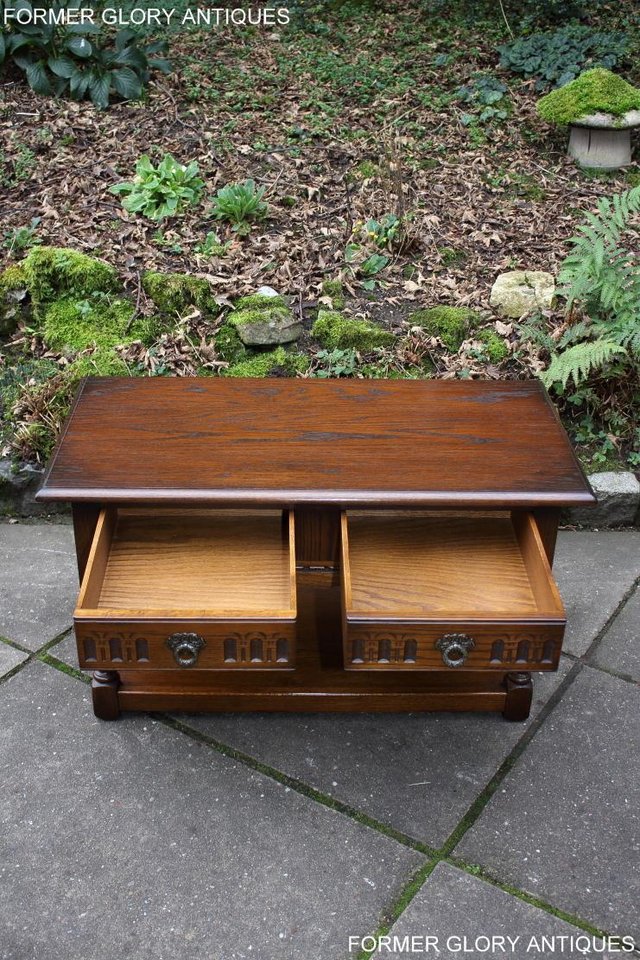 Image 66 of OLD CHARM LIGHT OAK TWO DRAWER COFFEE TABLE TV MAG STAND