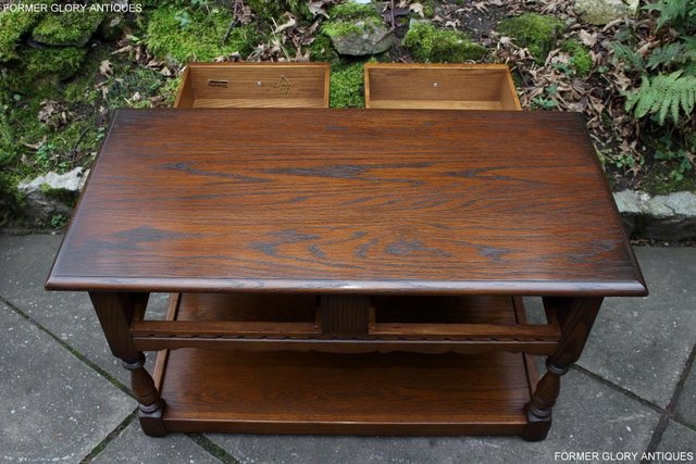 Image 70 of OLD CHARM LIGHT OAK TWO DRAWER COFFEE TABLE TV MAG STAND