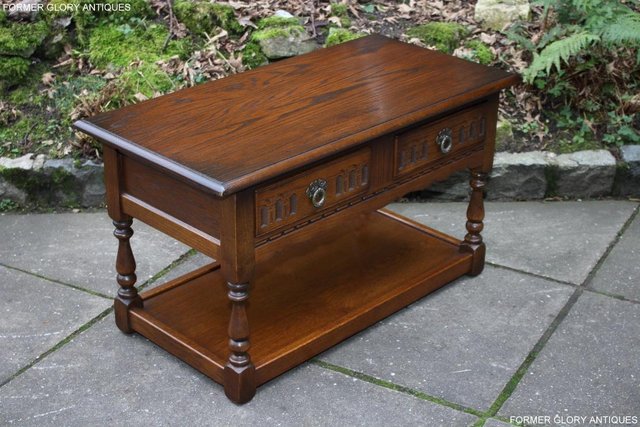 Image 76 of OLD CHARM LIGHT OAK TWO DRAWER COFFEE TABLE TV MAG STAND