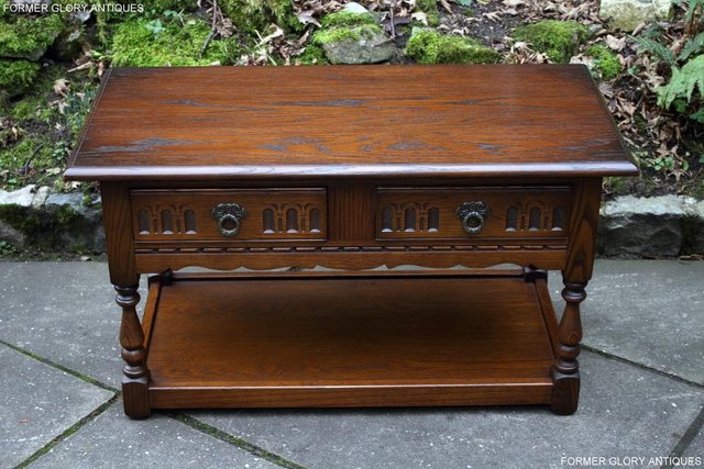 Image 78 of OLD CHARM LIGHT OAK TWO DRAWER COFFEE TABLE TV MAG STAND