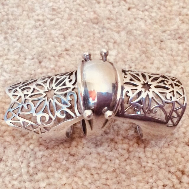 Preview of the first image of Silver Full Finger Ornate Armour Ring.