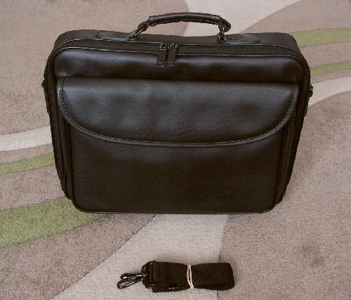 Preview of the first image of Lovely Faux Leather Black Padded Laptop Case  BX26.