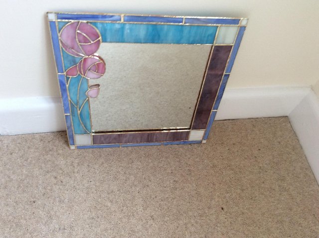 Preview of the first image of Pink, blue & white Art Nouveau Mirror.
