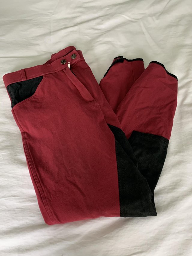 Preview of the first image of Cavallo breeches - size 24L Maroon with black suede full sea.