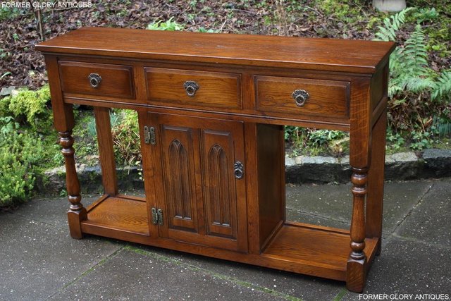 Image 3 of AN OLD CHARM LIGHT OAK CONSOLE TABLE SIDEBOARD DRESSER BASE
