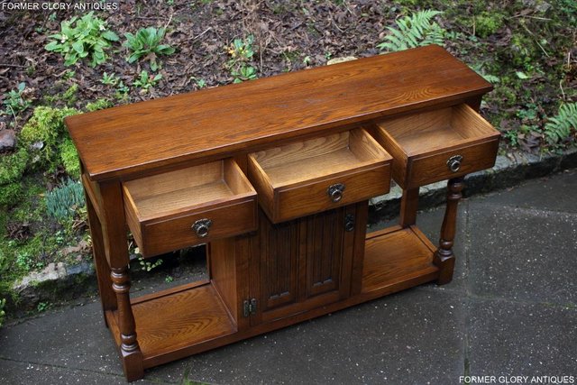 Image 7 of AN OLD CHARM LIGHT OAK CONSOLE TABLE SIDEBOARD DRESSER BASE