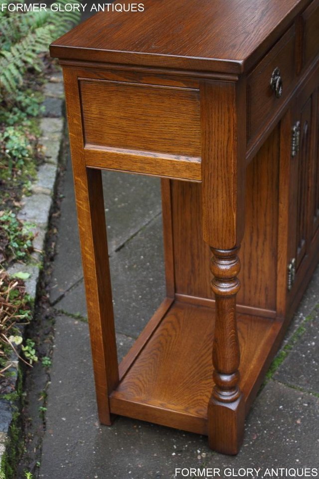 Image 9 of AN OLD CHARM LIGHT OAK CONSOLE TABLE SIDEBOARD DRESSER BASE