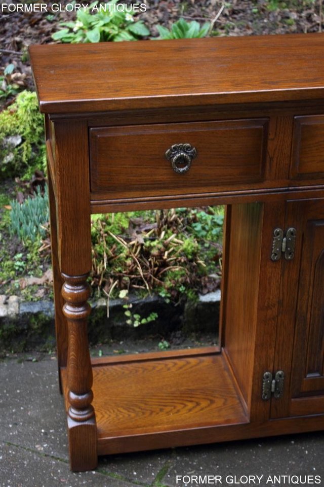 Image 15 of AN OLD CHARM LIGHT OAK CONSOLE TABLE SIDEBOARD DRESSER BASE