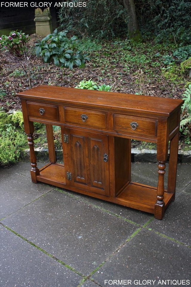 Image 21 of AN OLD CHARM LIGHT OAK CONSOLE TABLE SIDEBOARD DRESSER BASE
