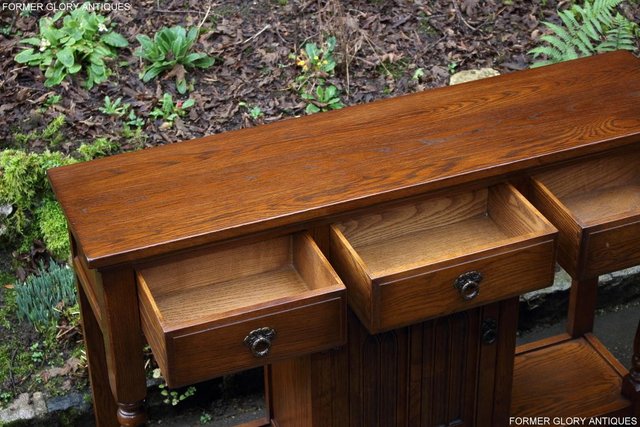 Image 29 of AN OLD CHARM LIGHT OAK CONSOLE TABLE SIDEBOARD DRESSER BASE