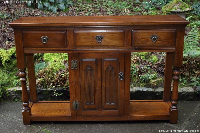 Image 31 of AN OLD CHARM LIGHT OAK CONSOLE TABLE SIDEBOARD DRESSER BASE