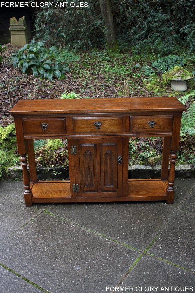 Image 35 of AN OLD CHARM LIGHT OAK CONSOLE TABLE SIDEBOARD DRESSER BASE