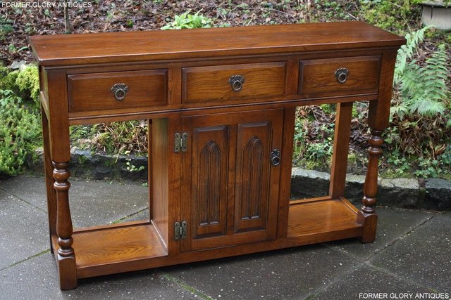 Image 40 of AN OLD CHARM LIGHT OAK CONSOLE TABLE SIDEBOARD DRESSER BASE