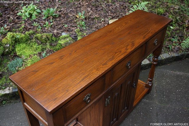 Image 57 of AN OLD CHARM LIGHT OAK CONSOLE TABLE SIDEBOARD DRESSER BASE