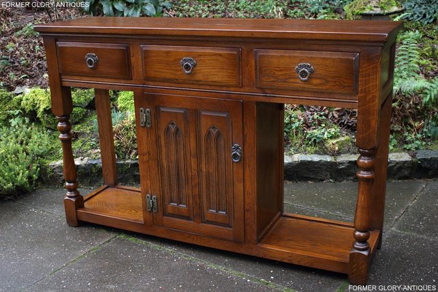 Image 68 of AN OLD CHARM LIGHT OAK CONSOLE TABLE SIDEBOARD DRESSER BASE