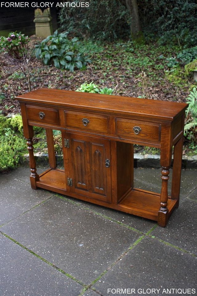 Image 77 of AN OLD CHARM LIGHT OAK CONSOLE TABLE SIDEBOARD DRESSER BASE