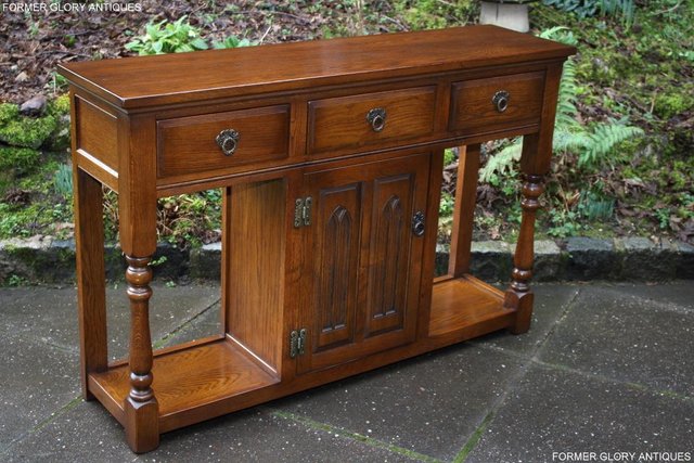 Image 87 of AN OLD CHARM LIGHT OAK CONSOLE TABLE SIDEBOARD DRESSER BASE