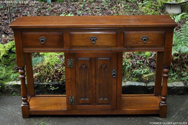 Image 88 of AN OLD CHARM LIGHT OAK CONSOLE TABLE SIDEBOARD DRESSER BASE