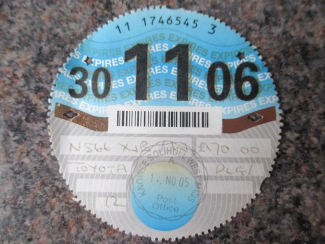 Preview of the first image of Collectable paper tax disc from car 2006.