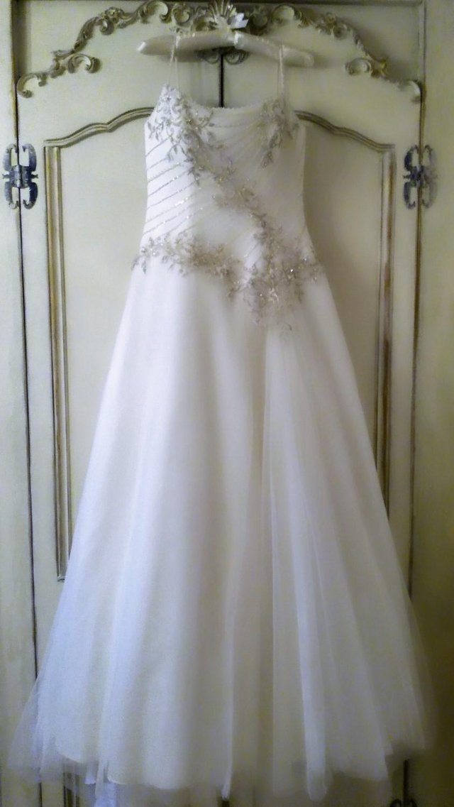 Image 3 of BRIDE WEISE WEDDING DRESS Ivory White Tule Silver DESIGNER