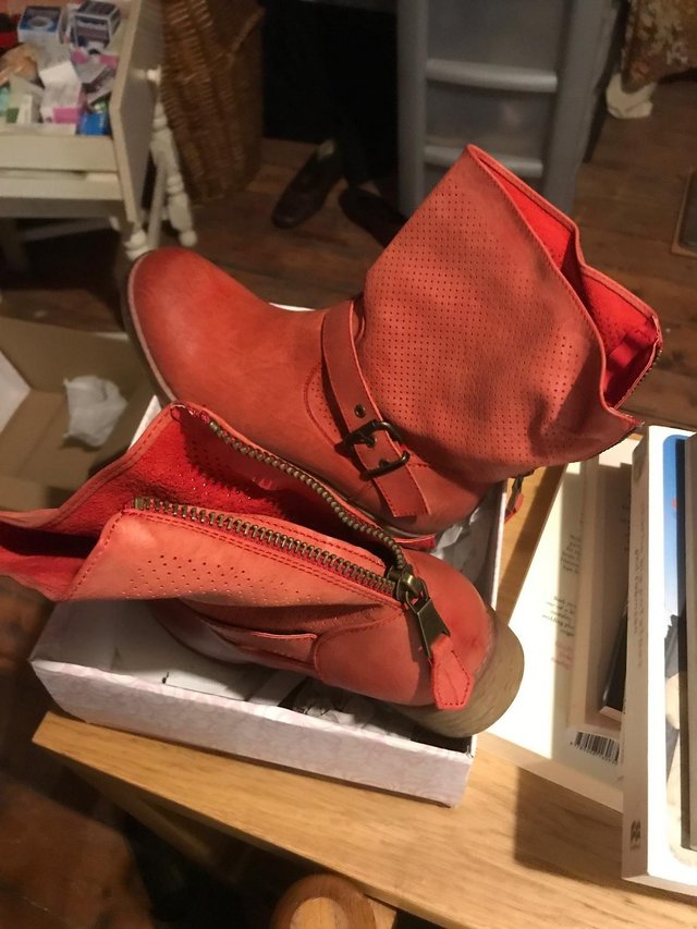 Image 2 of Red ankle boots