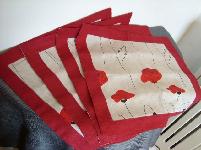 Image 5 of Set 4 Square Poppy Placemats NEW!