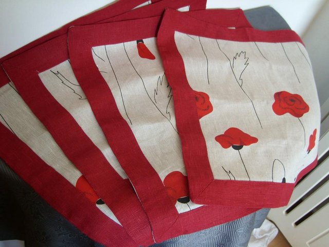 Image 8 of Set 4 Square Poppy Placemats NEW!