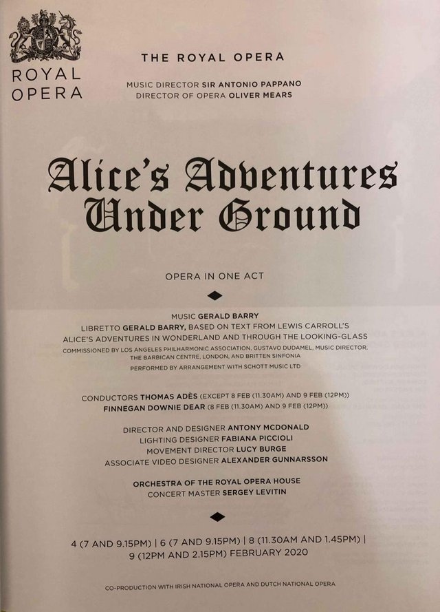 Image 2 of Alice's Adventures Under Ground, Rl Opera Hs Programme 2020